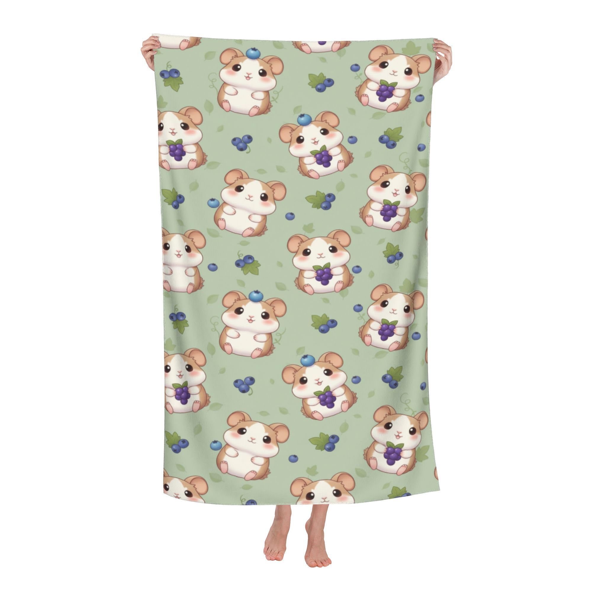 peiyeety Hamster Grape Soft Bath Towels Absorbent Bathroom Towel for Beach Hotel Gym Spa Shower