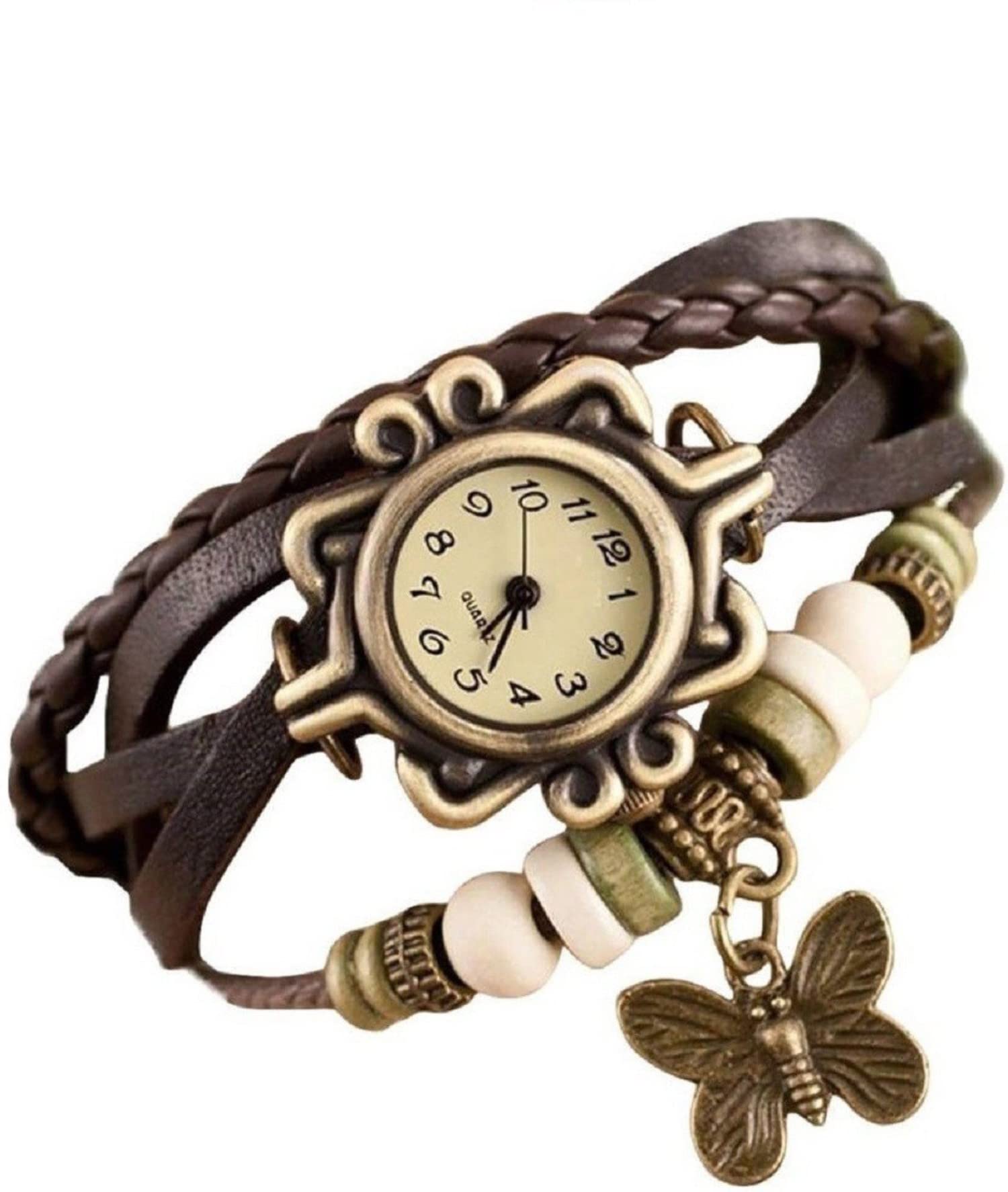 SPINOZA Women Fancy Vintage Look Bracelet Type Leather Wrist Analog Watch-(Po1).(P_C_B_9018) (Brown) (B0C1ZT7137) Amazon Price History, Amazon Price Tracker