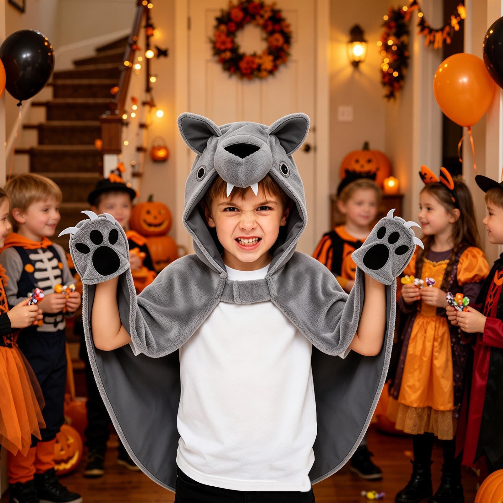 Bambini con cappuccio animale asciugamano a forma di lupo inverno coperta