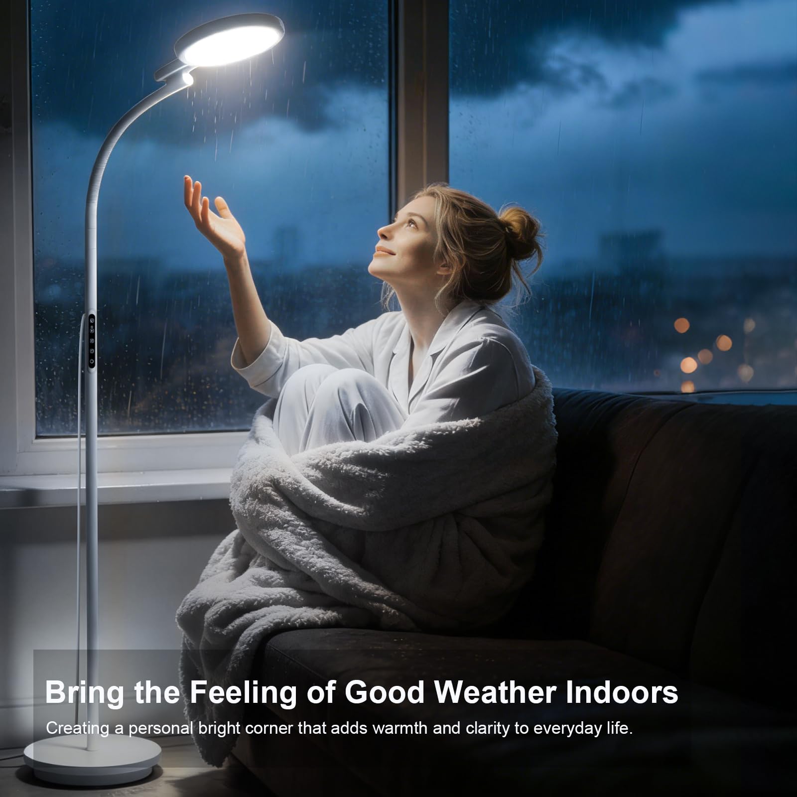 Lampada10000 Lux, Lampada con 3 Timer, 5 Temperature di Colore, 5 Livelli di Luminosità Daylight Lampada per Lettura, Ufficio, Casa (Bianca)