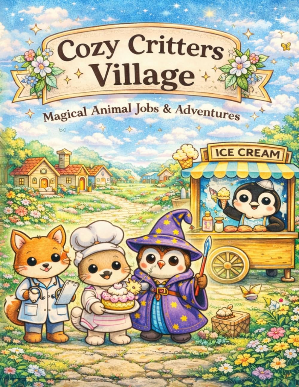 Cozy Critters Village: Magical Animal Jobs & Adventures for Kids Ages 4-8: Adorable Kawaii Animals at Work - Fun, Easy, and Relaxing Coloring Pages (Cozy Critters Coloring Adventures)