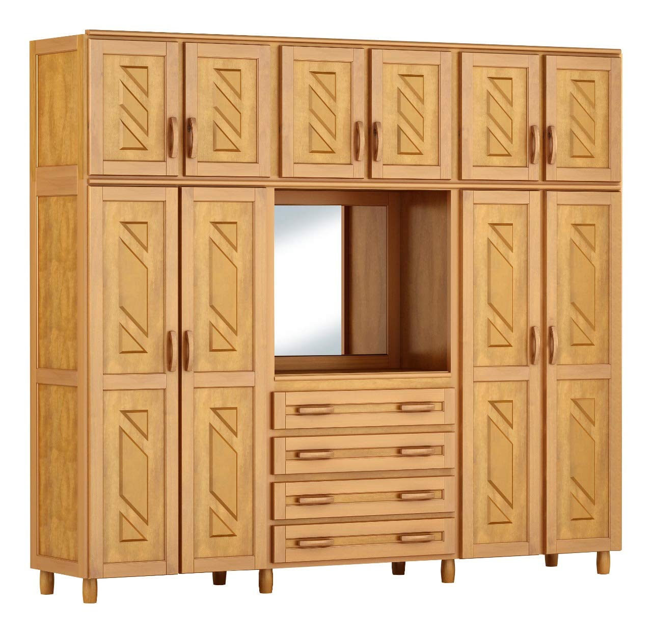 Guarda Roupa Casal com Espelho 10 Portas 4 Gavetas Grécia