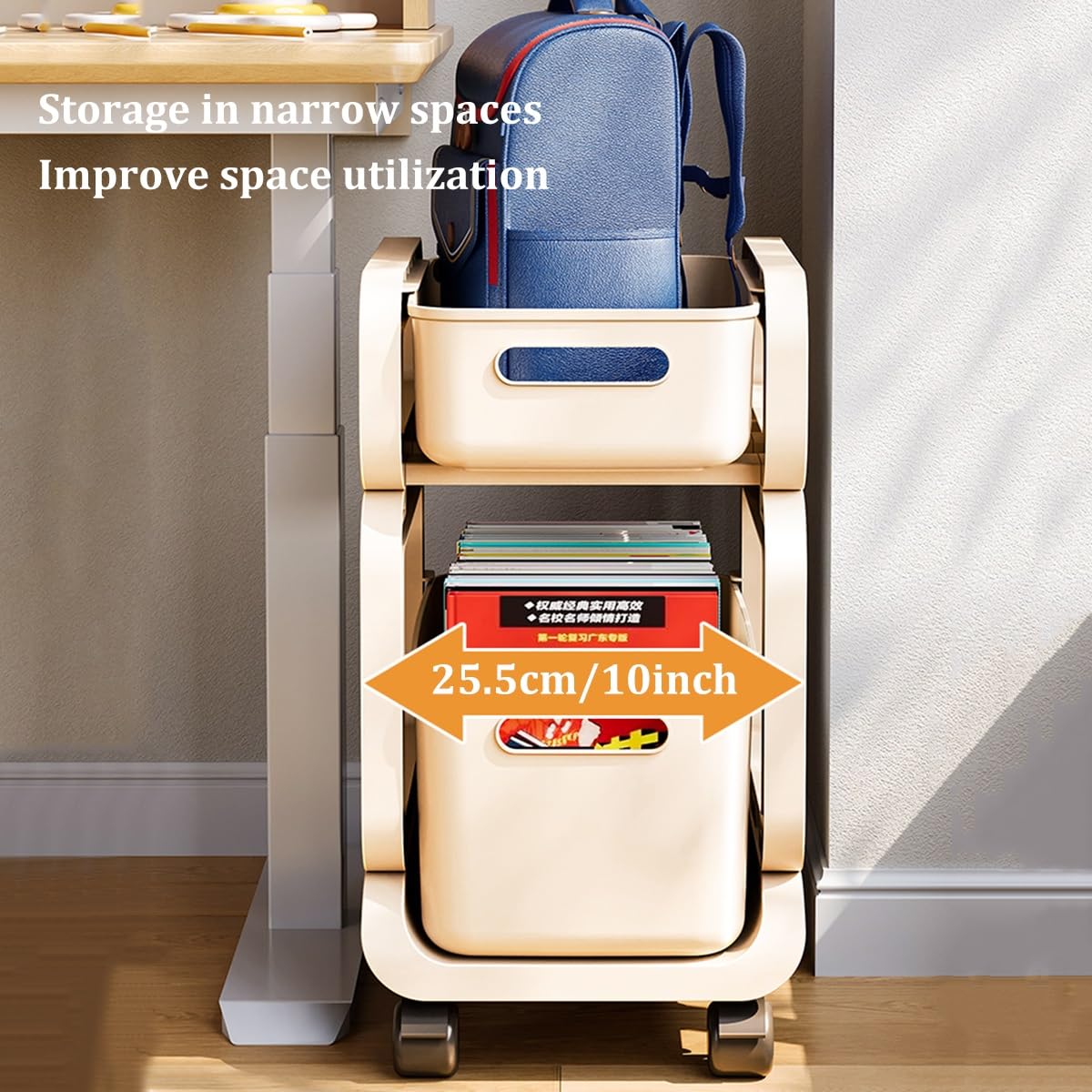 Carrito de Almacenamiento con Ruedas, Carrito Ruedas Espacios Estrechos Cocina baño lavadero(Grey,2 Tier No Wheels)