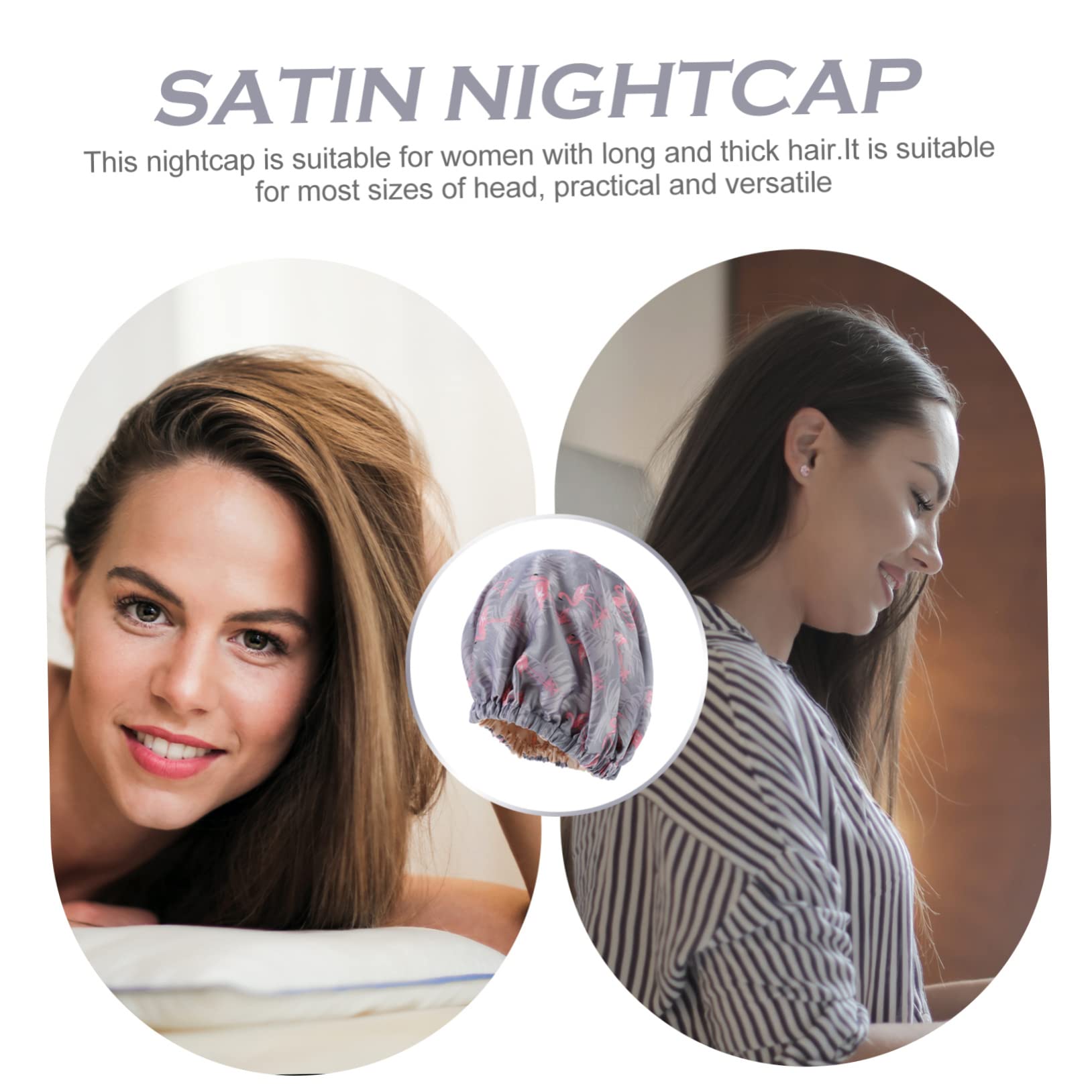 Healvian 5pièces Bonnet De Nuit Satiné Réversible Pour Femme Bonnet De Sommeil Multifonctionnel Éléphants Et Flamants Roses Confort Optimal Pour Cheveux Crépus Et Colorés Prévention
