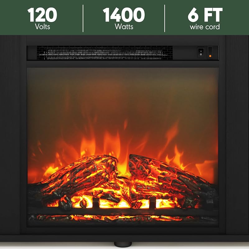 Furinno Jensen Corner Fireplace TV Stand for TV up to 55 Inch, Grey Oak image 4