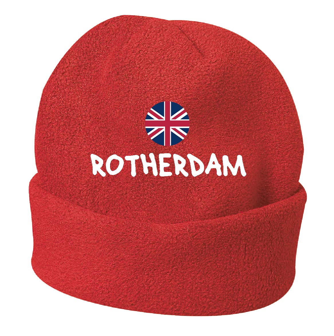 Chapeau d'hiver Rotherdam contre le froid en polaire rouge brodée confortable