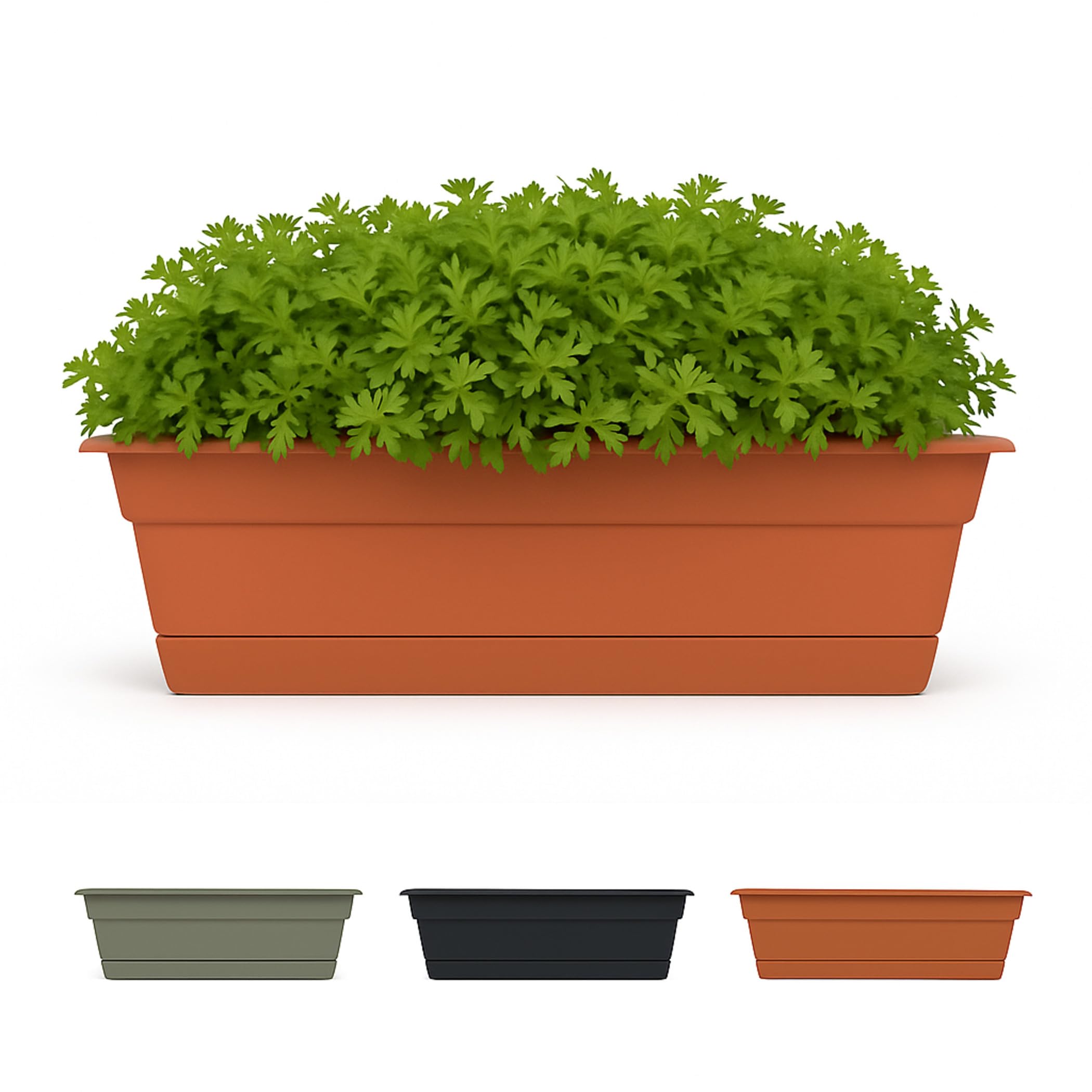 Amazon.com: Bloem Dura Cotta 18" Plastic Window Box Planter with Saucer  Tray: Indoor/Outdoor, for Windowsill, Ledge, & Tabletop, Terra Cotta :  Patio, Lawn & Garden