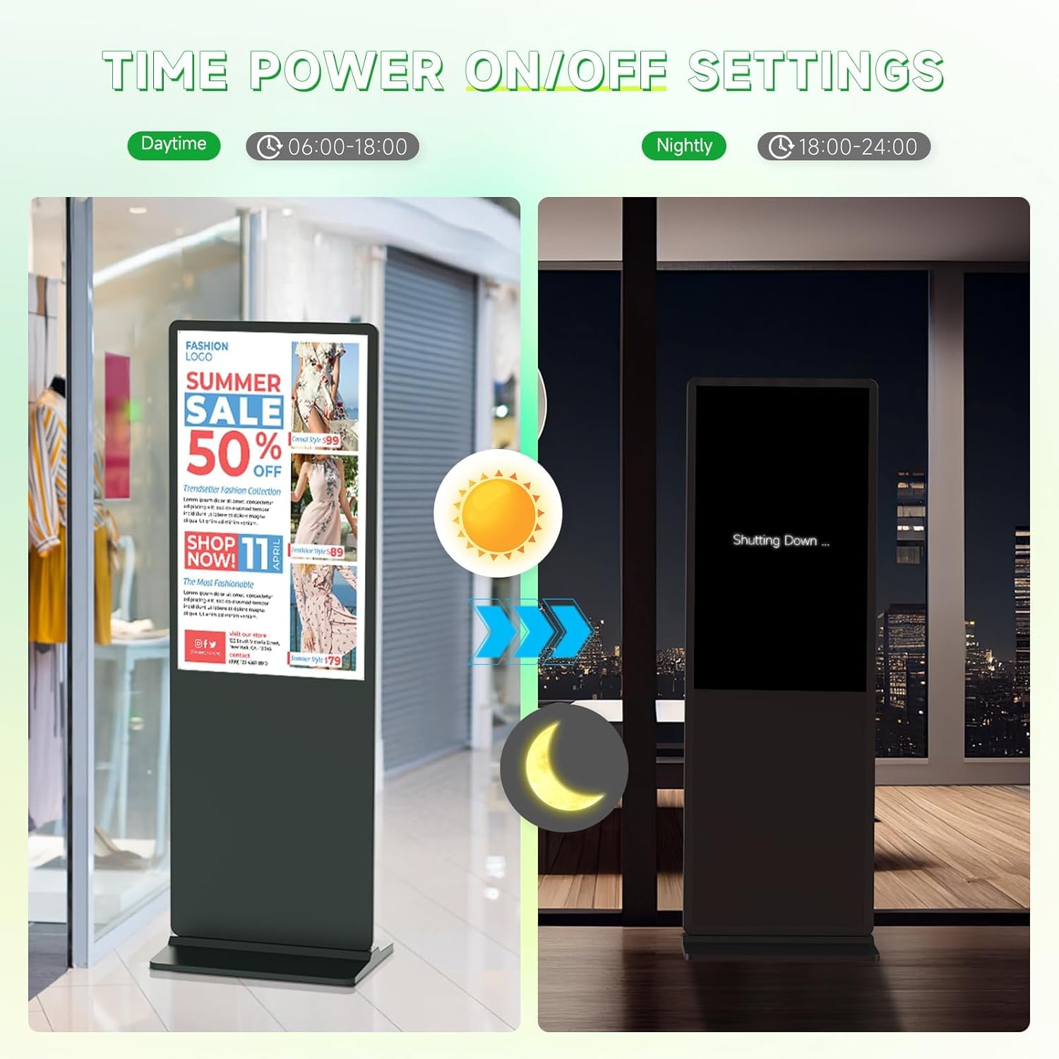 Digitaler Kundenstopper, Werbedisplay Digital, Digitale Werbetafel, Vertical Monitor, IPS HD LCD Bildschirm, Digital Signage, Smart Monitor, Interaktive Anzeigetafel (Kein Touchscreen, 65 Zoll)