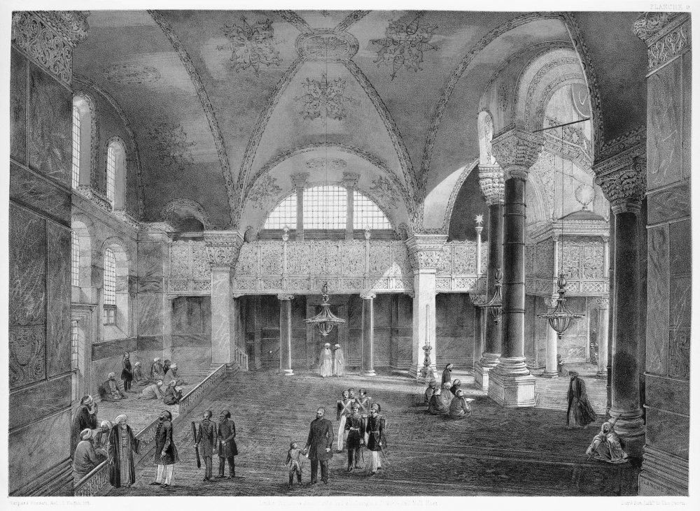 Turkey Hagia Sophia 1852 Nthe New Imperial Tribune (SultanS Box) Rear Right Lithograph By Louis Haghe After A Drawing By Gaspard Fossati The Swiss Architect Who Renovated Hagia Sophia In Istanbul Post