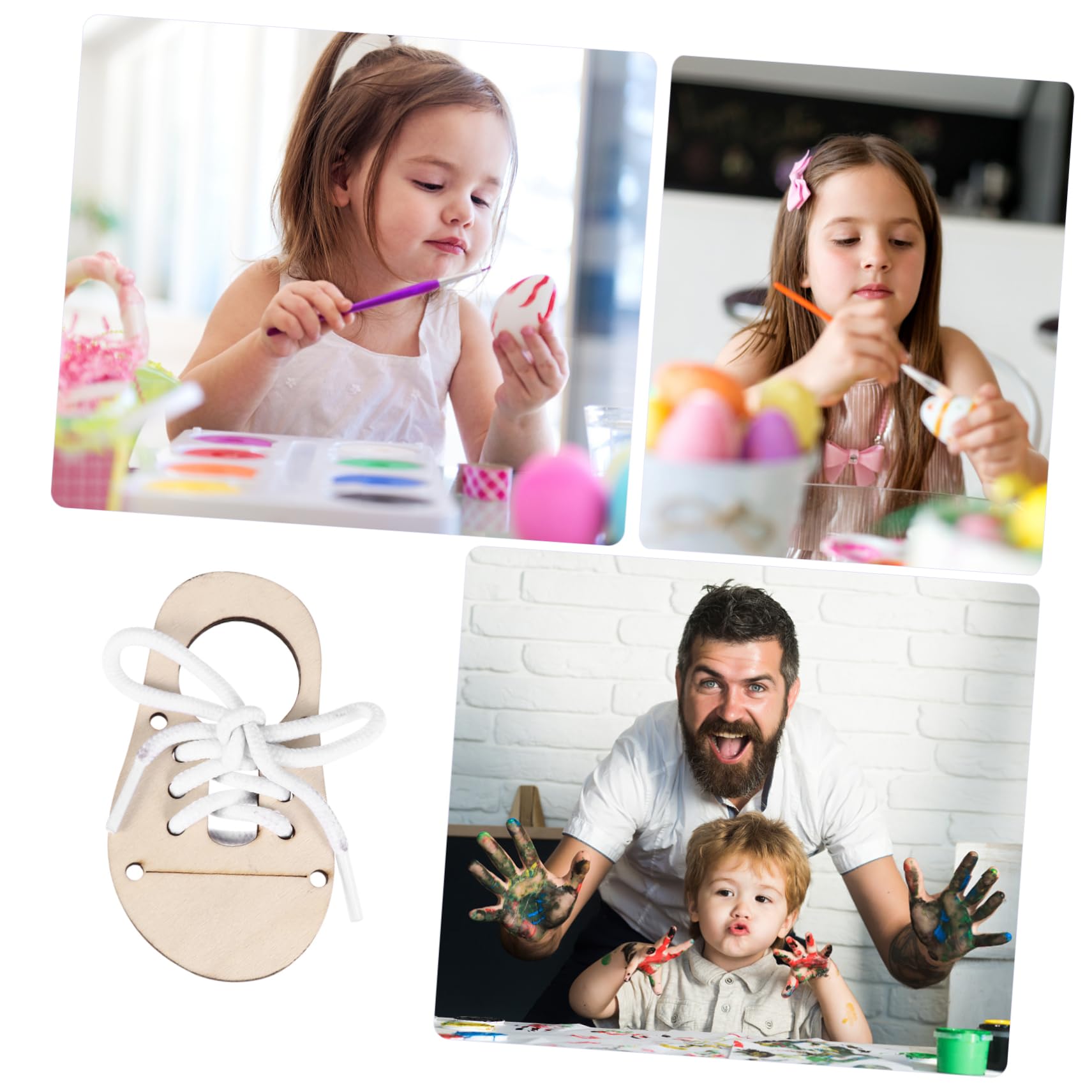 25sets Legno Non Rifinito Per Diy Forma Scarpe Corde Per Decorazioni e Graffiti Materiale Legno Naturale Per Attività Creative e Educative Per Ragazza