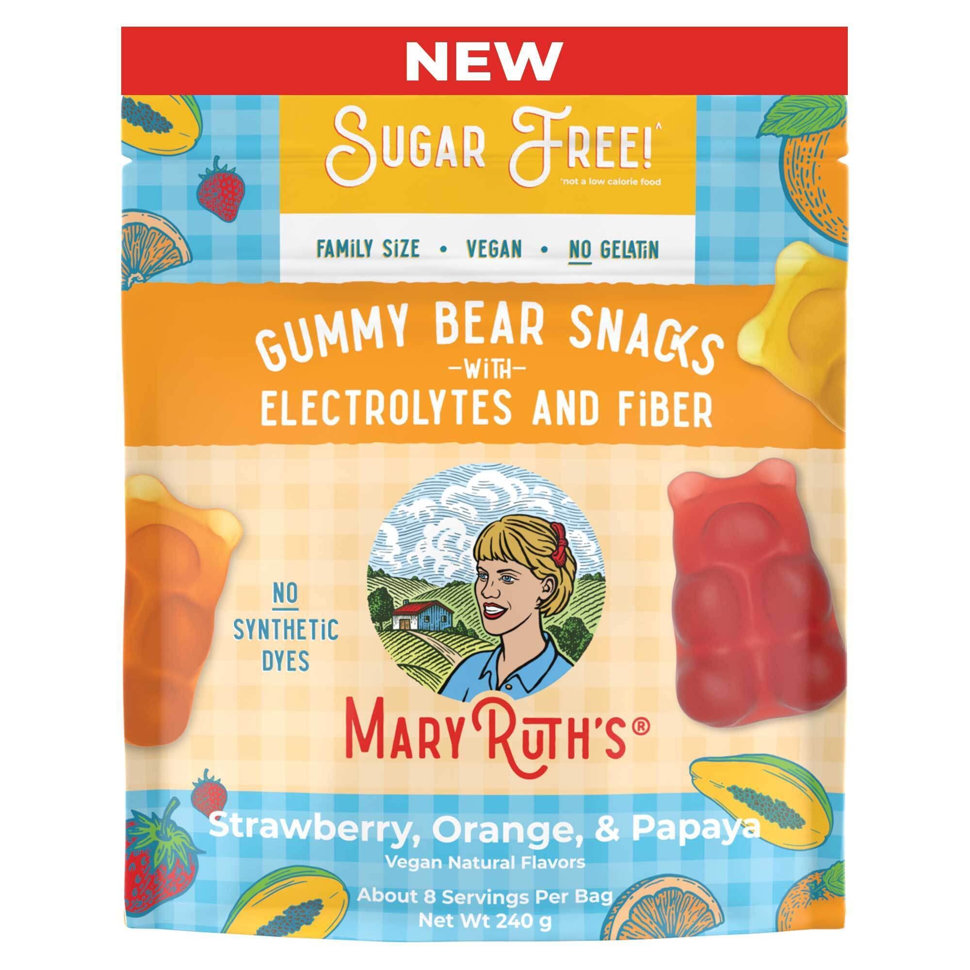 MaryRuth Organics Sugar Free Gummy Bears Snacks | Delicious with Electrolytes and Fiber | Made with Organic Ingredients | Variety Pack | Vegan | Gluten Free | Non-GMO | Family Size | 240 Grams