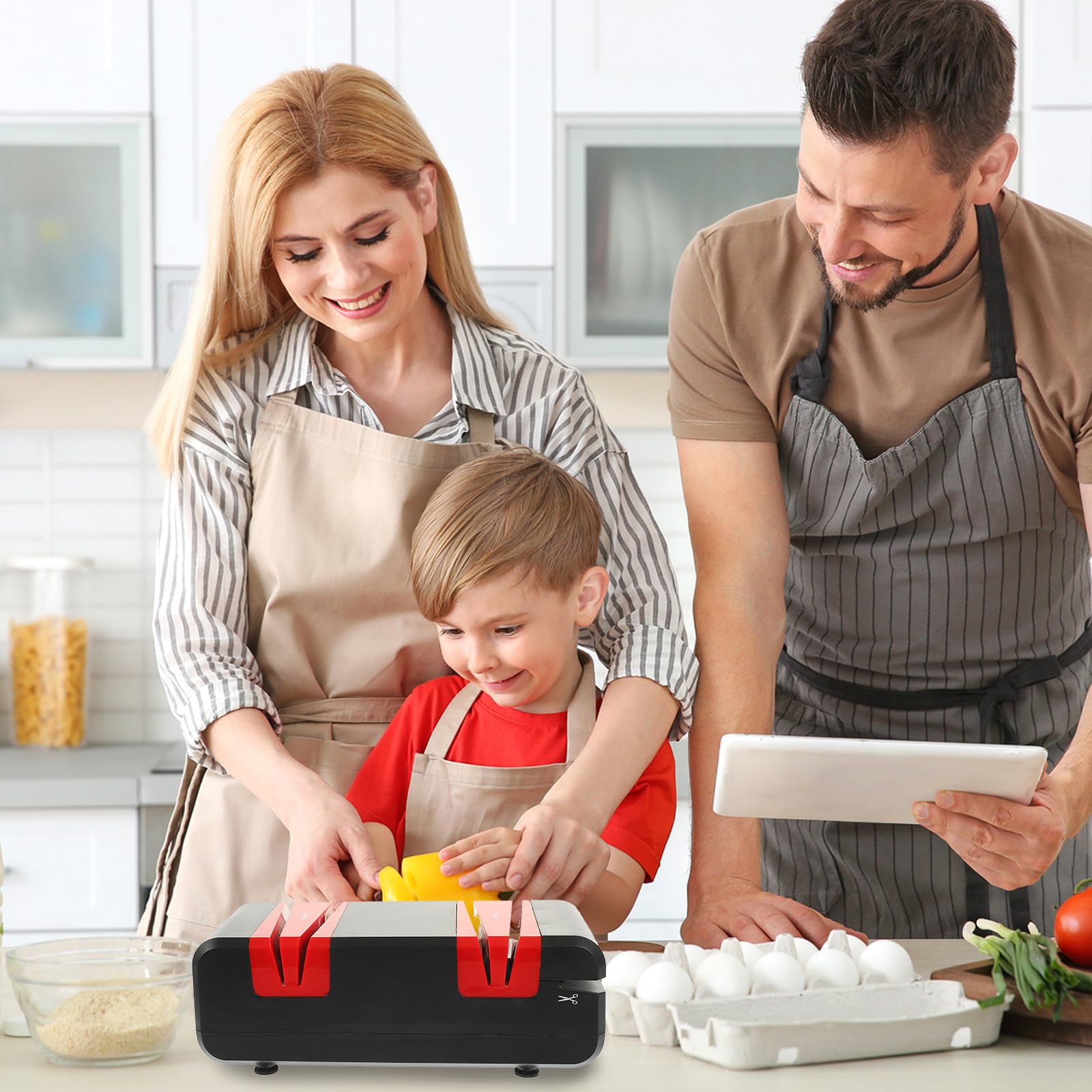 Kichvoe Afilador de Molienda de Cocina Tijeras y Eléctrico Cuchillos para Fácil de Limpiar Motor de Cobre y Rueda para Cortar y Afilar Adecuado Hogar