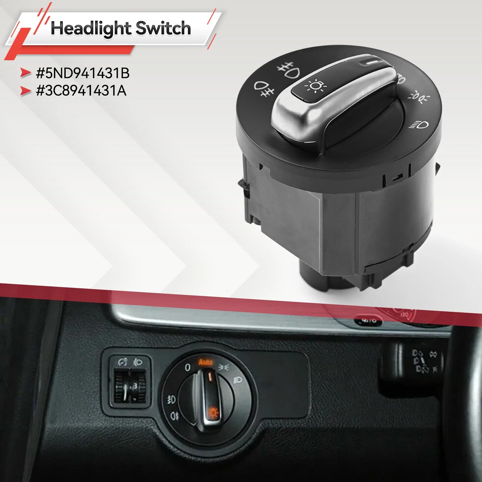 Interruttore luci fari per Golf V Hatchback Golf V Variant Golf Plus Passat B6 Berlina Passat B6 Variant 5ND941431B 3C8941431A