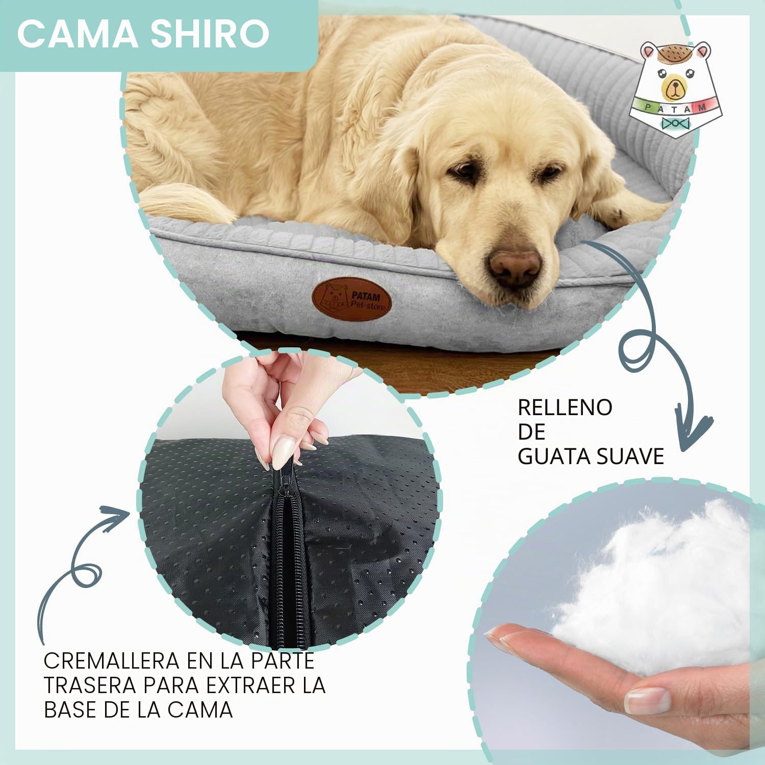 Cama Sofá para Perros y Gatos – con Funda Lavable en Lavadora – Cama Suave con Borde Elevado y Fondo Antideslizante – Shiro Gris Claro, Extra-Large 90 x 70 x 25 cm
