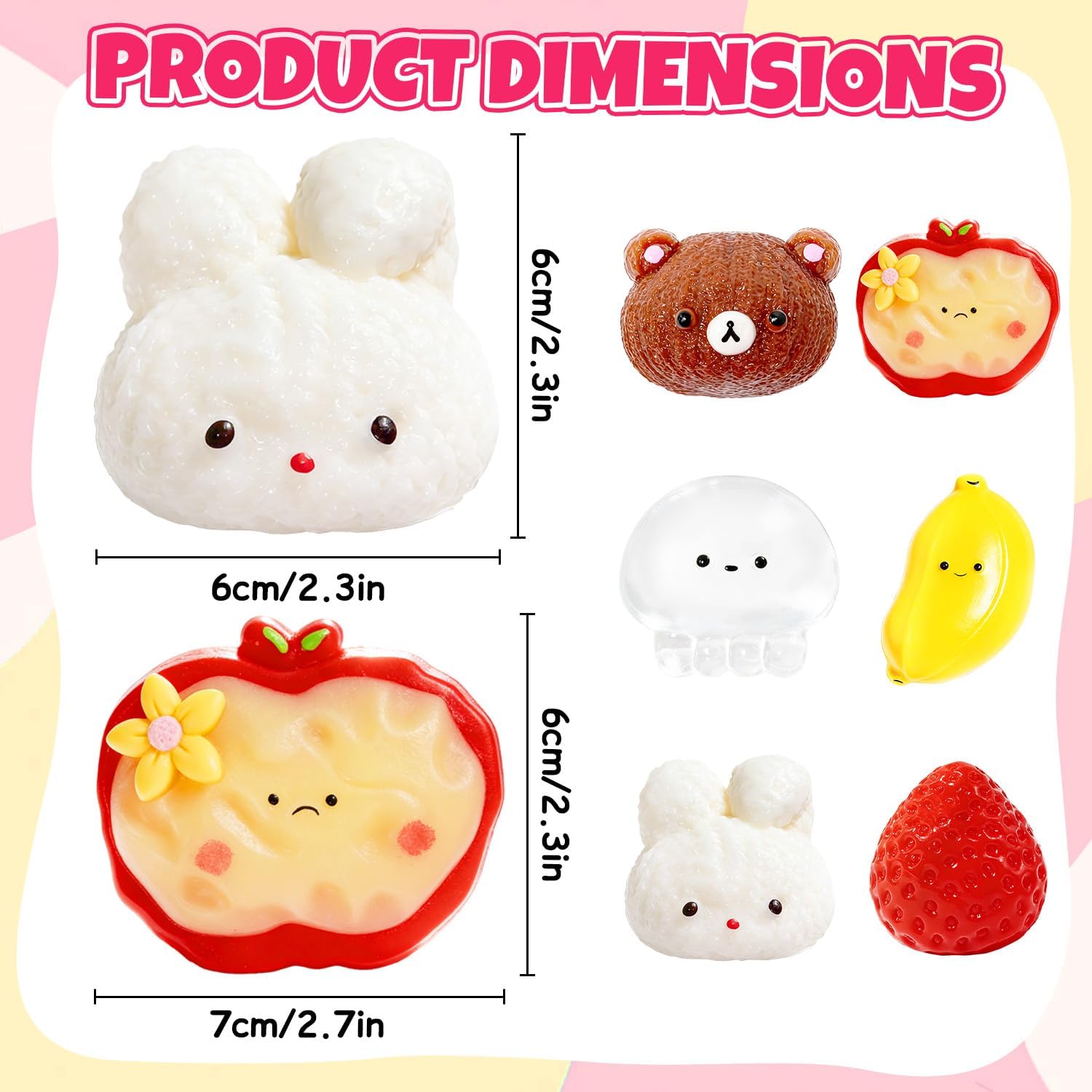 6Pcs Squishy Fidget Toys, Stress Relief Sensory Squeeze Toys for Kids,Cute Squishies Sensory Toys for Party Favors, Classroom, Easter Gifts Easter Basket Stuffers