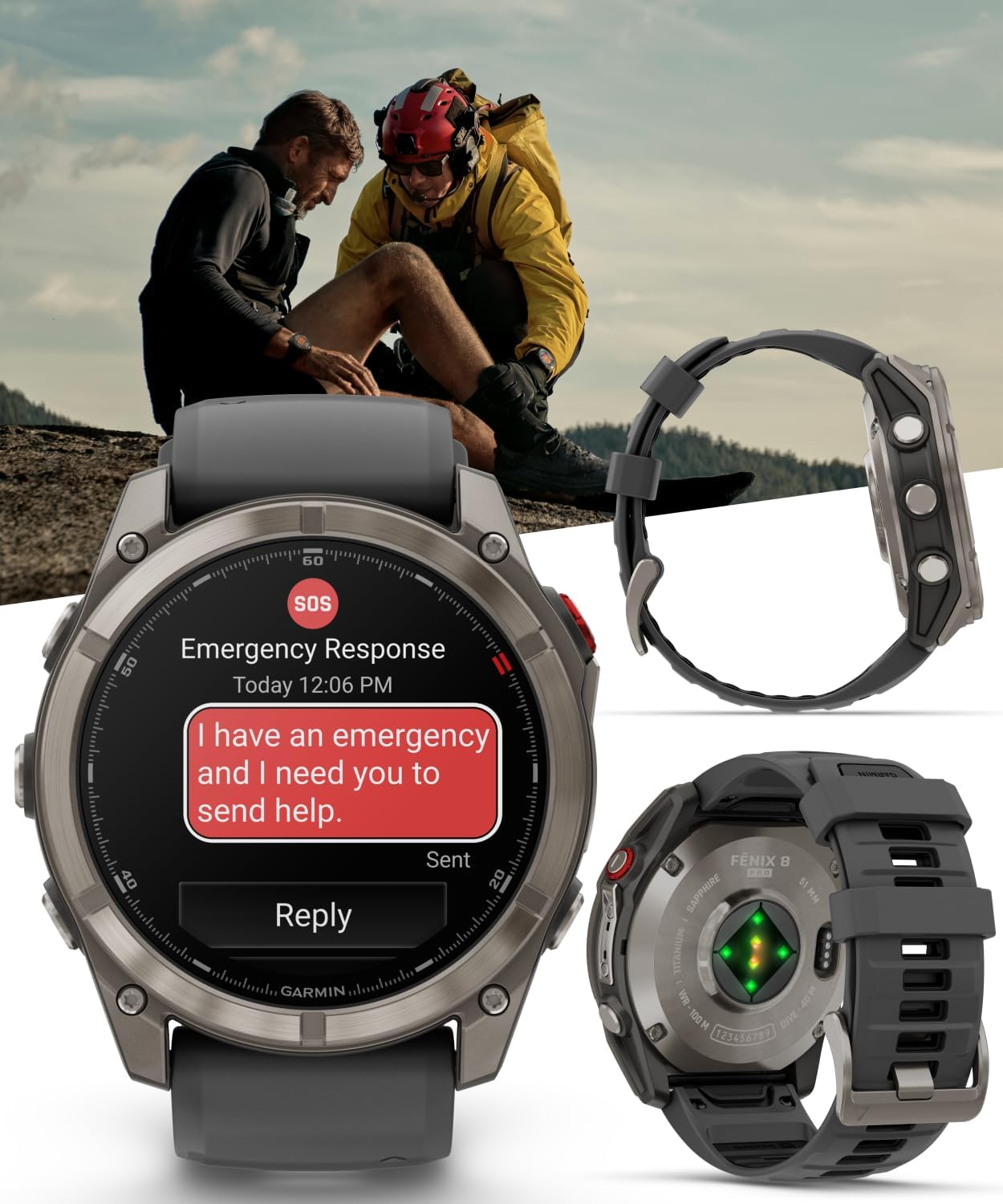 Wearable4U - Garmin Fenix 8 Pro 51mm AMOLED Sapphire Premium Connected Multisport GPS Smartwatch, inReach Technology, Titanium with Graphite Silicone Band w/Black Earbuds Bundle