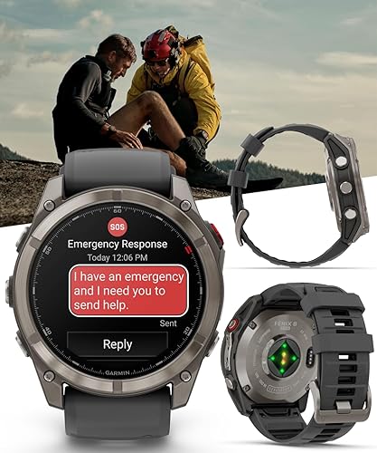 Vista 24 de Wearable4U Garmin Fenix 8 Pro - Reloj inteligente AMOLED con GPS multideporte de 1.772 pulgadas, tecnología inReach, zafiro, gris carbón DLC titanio