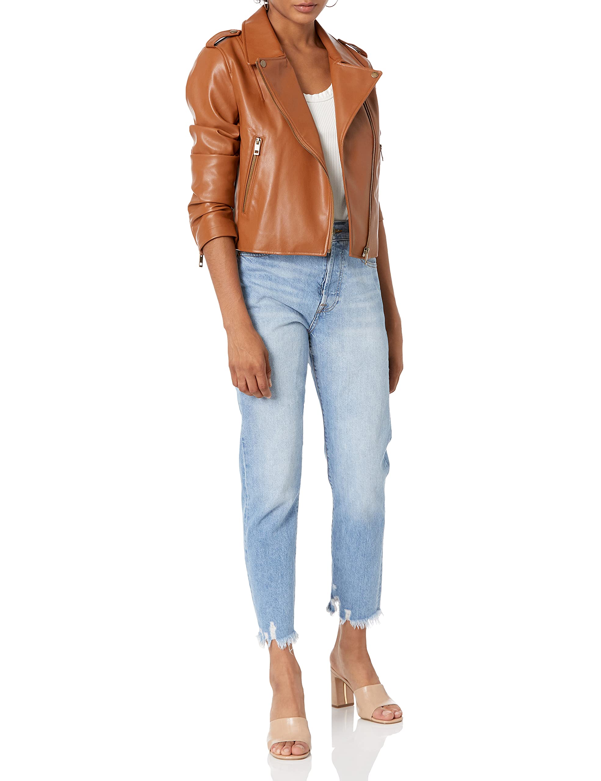 The Drop Women's Heather Faux Leather Moto Jacket