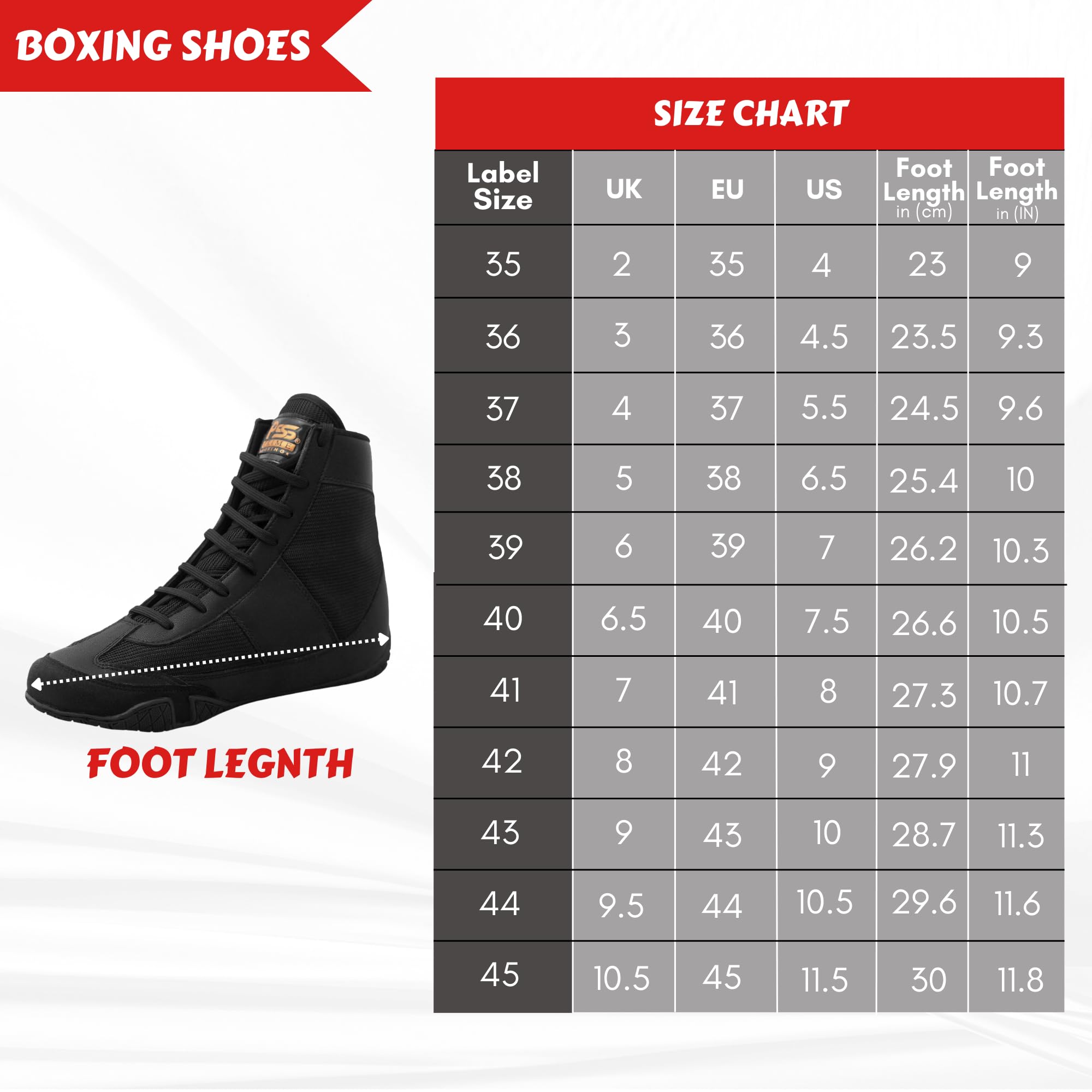 PSS Scarpe da boxe con impugnatura alla caviglia, lacci lunghi, per allenamento, sparring, taekwondo, combattimento, arti marziali, bodybuilding, atletica, fitness, sport, arrampicata