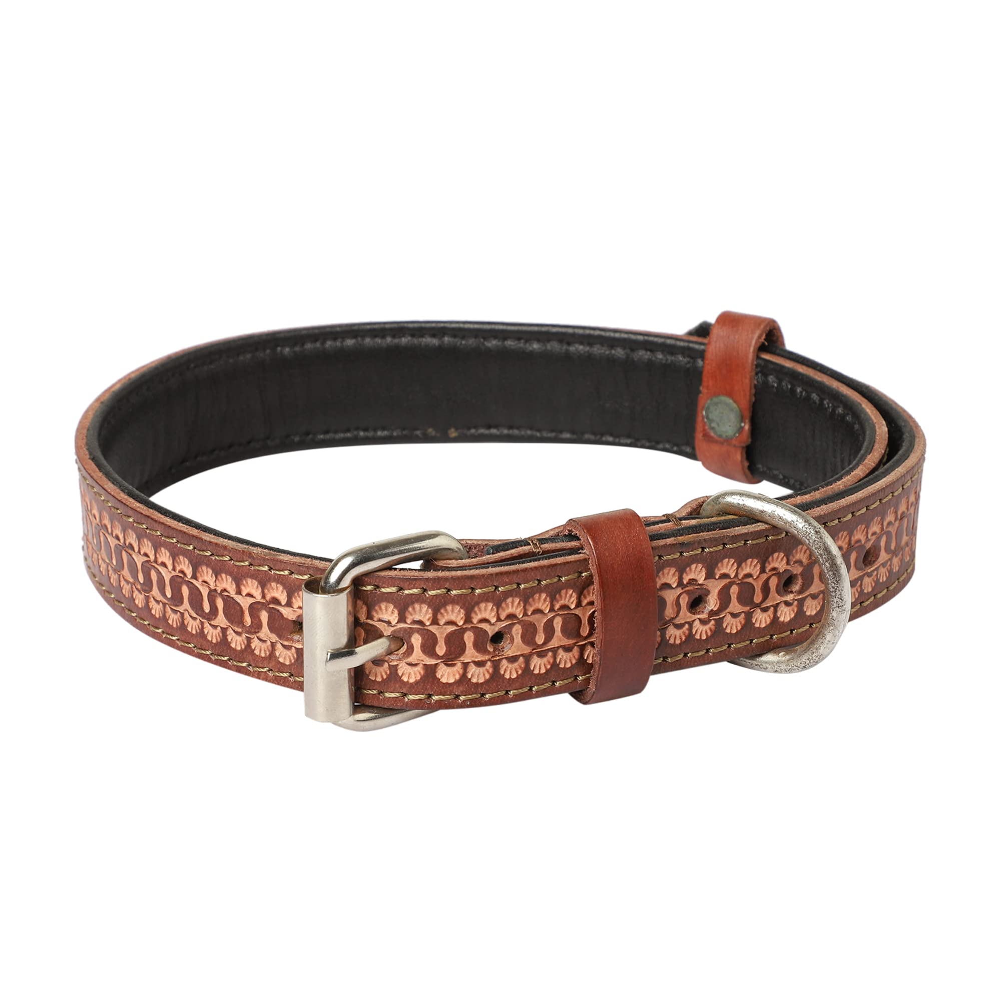 Patch & Marshall 1" Tooled Designer Genuine Leather Pet Collar Neck Belt for Large, Medium Pet Dogs - Soft Touch Brown - Neck Size 15 to 20 inches Only (B0BX45JVY9) Amazon Price History, Amazon Price Tracker