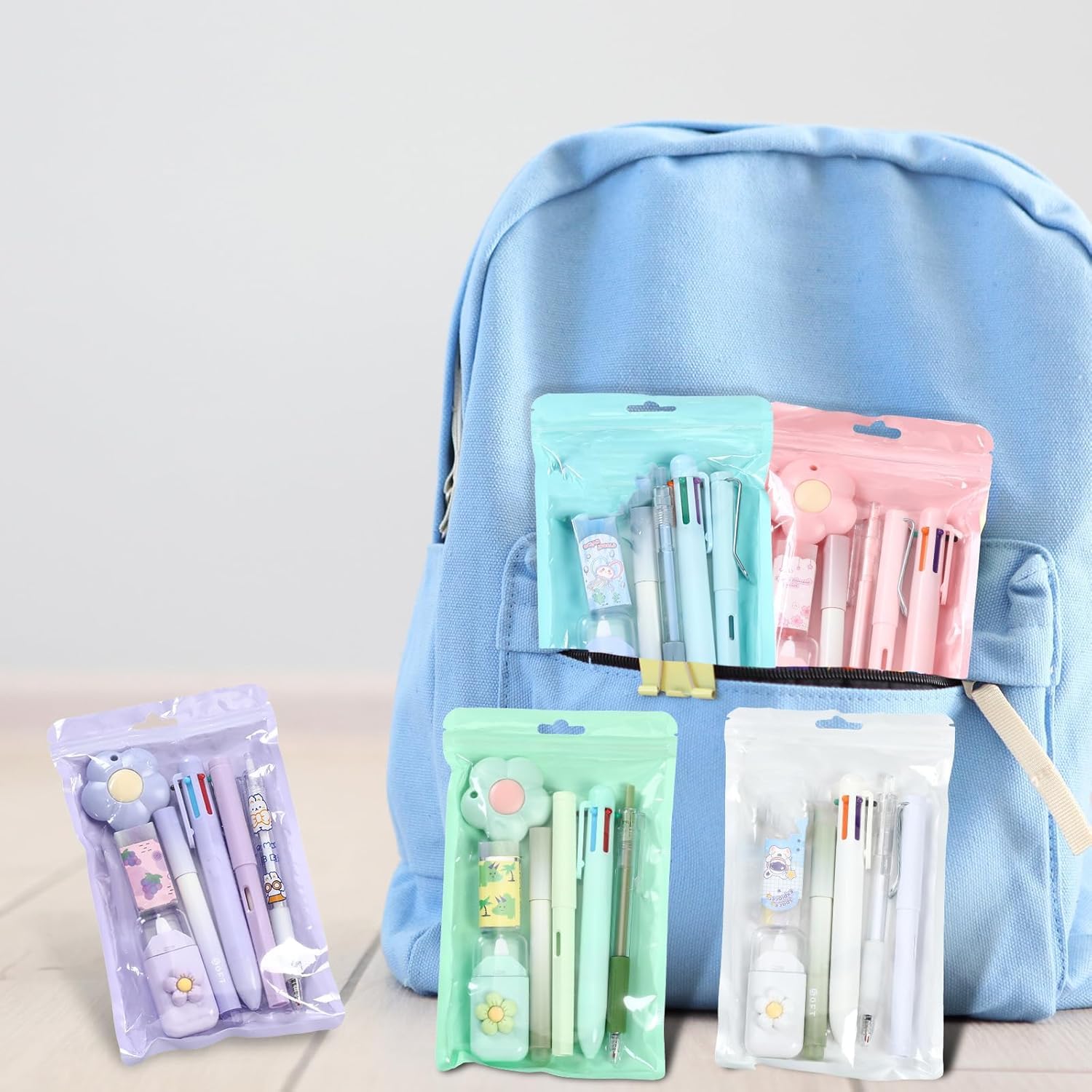 SAMVARDHAN 7 Pcs Cute Purple Stationery Set Kawaii School Supplies Office Supplies Including Ballpoint Pens Pencil Sharpener Highlighter Correction Tape Ruler (Pink) — Amazon image 7