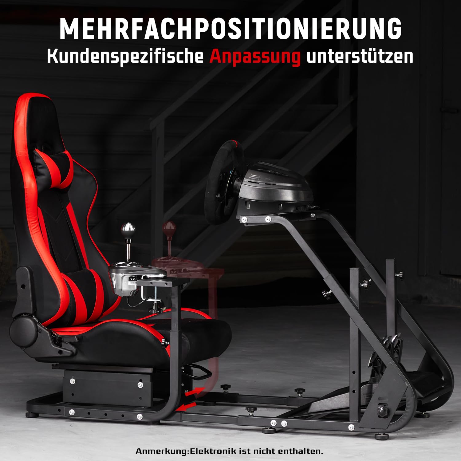 Dardoo Racing Simulator Cockpit mit rotem Sitz Racing Lenkrad Ständer Passend für Logitech G920 G923, für Thrustmaster, für Fanatec Kompatibel mit PlayStation 4, Lenkrad und Pedale Nicht inbegriffen