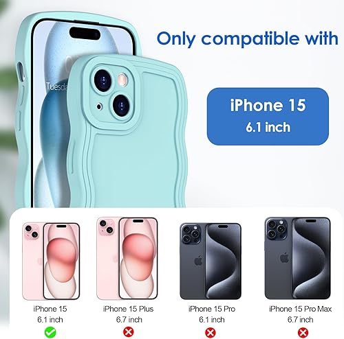 Miniatura 6 de Anuck Funda para iPhone 15, diseño de marco rizado para mujeres y niñas, bonita funda de teléfono estética de color liso, suave, flexible, TPU a