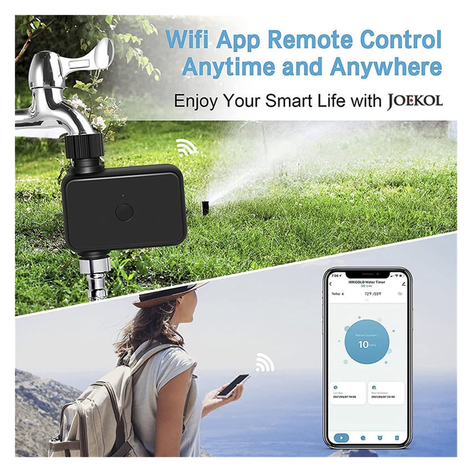 Smart Water Valve Spegnimento Giardino WIFI Smart Irrigazione Timer IP55 Irrigazione a goccia Automatica Timer per irrigazione Valvola di irrigazione Telecomando WIFI (Color : 2 timer with HUB)