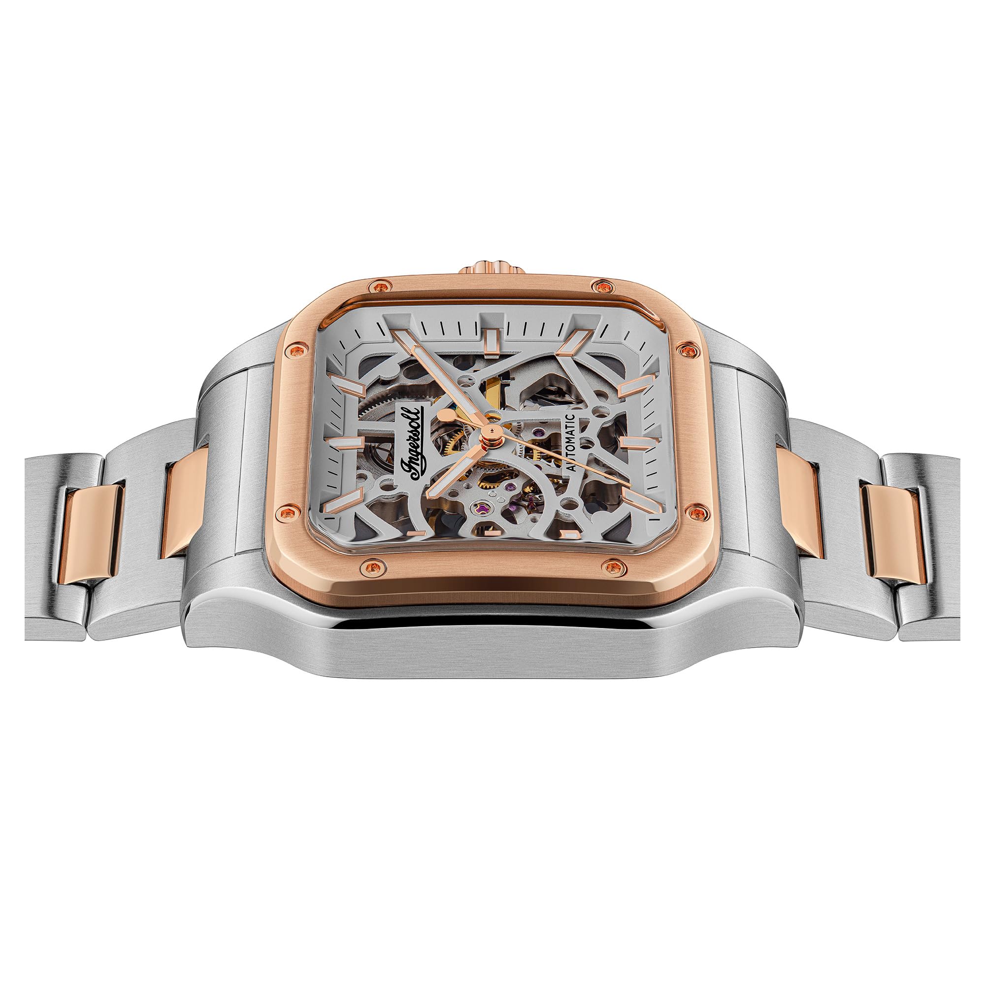 Ingersoll The Ollie - Reloj automático para Hombre con Esfera de Esqueleto y Correa de Acero Inoxidable (42 mm)