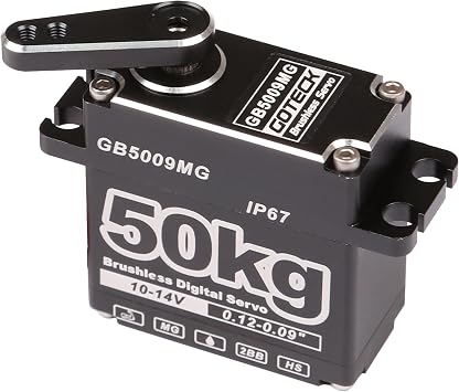 GOTECK 50KG Brushless Digital Servo,High Voltage 14V Metal Gear Waterproof Steering Servo with 25T Servo Horn for 1/8 1/10 RC Crawler Car,Robot,Boat,Truck Robot Parts GB5009MG-180