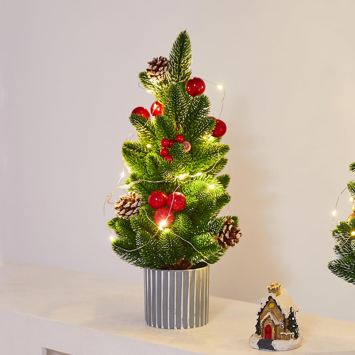Árbol de Navidad Pequeño Clásico Decoración de Mesa (Red Pine)
