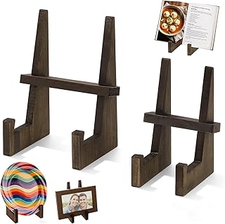 2 Pack Cookbook Stand,Recipe Book Holder Wooden Cookbook Holder for Kitchen Counter Multifunctional Display Stand Cooking Gifts (8.8inch,6Inch)