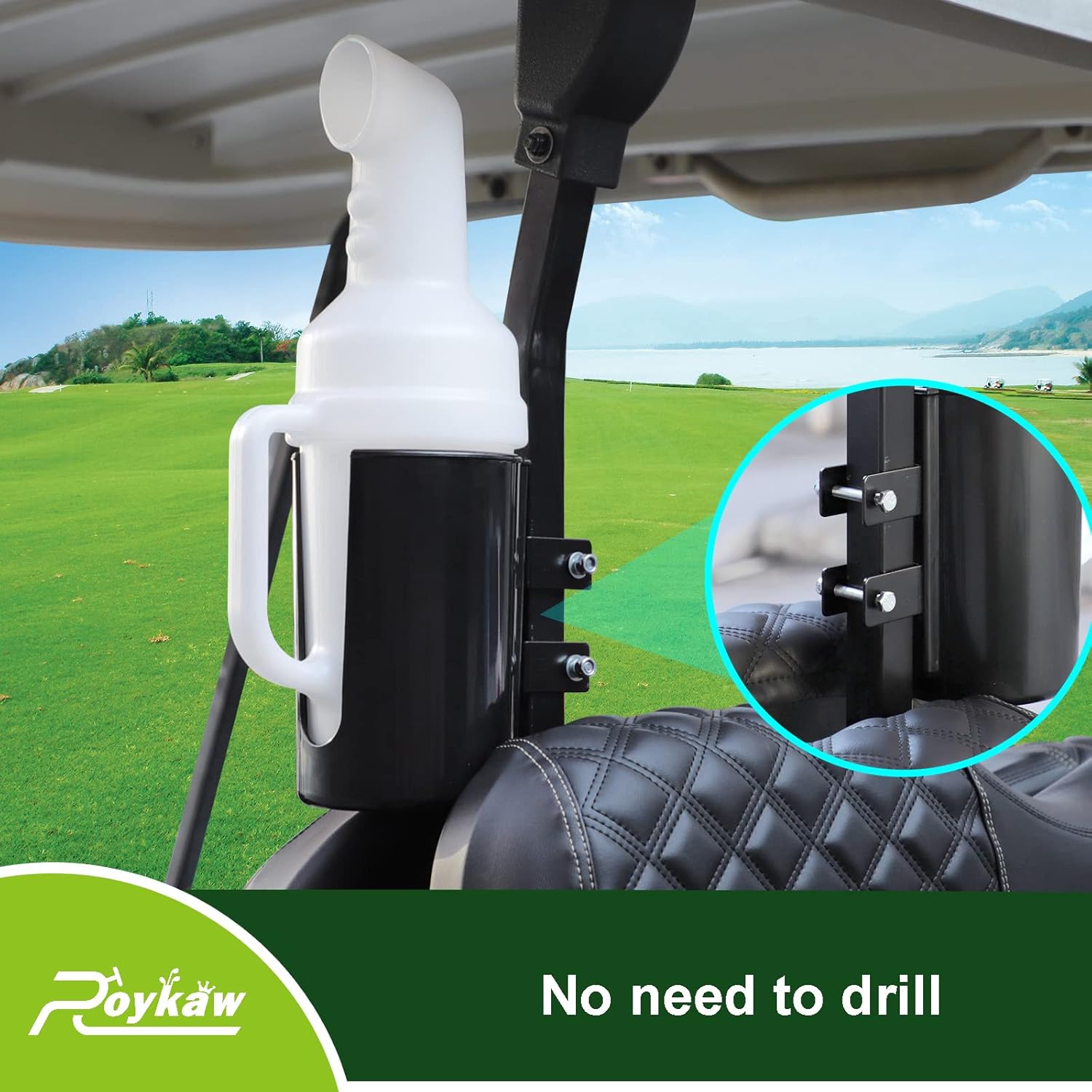 Roykaw Golf Cart Sand Bottle with Holder Compatible with EZGO Club Car Yamaha, Divot Filler Sand & Seed Bottle