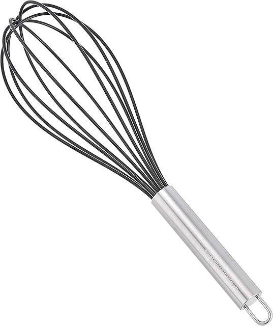 AmazonCommercial Stainless Steel & Silicone Non-Stick Coated Whisk, 30.5 cm