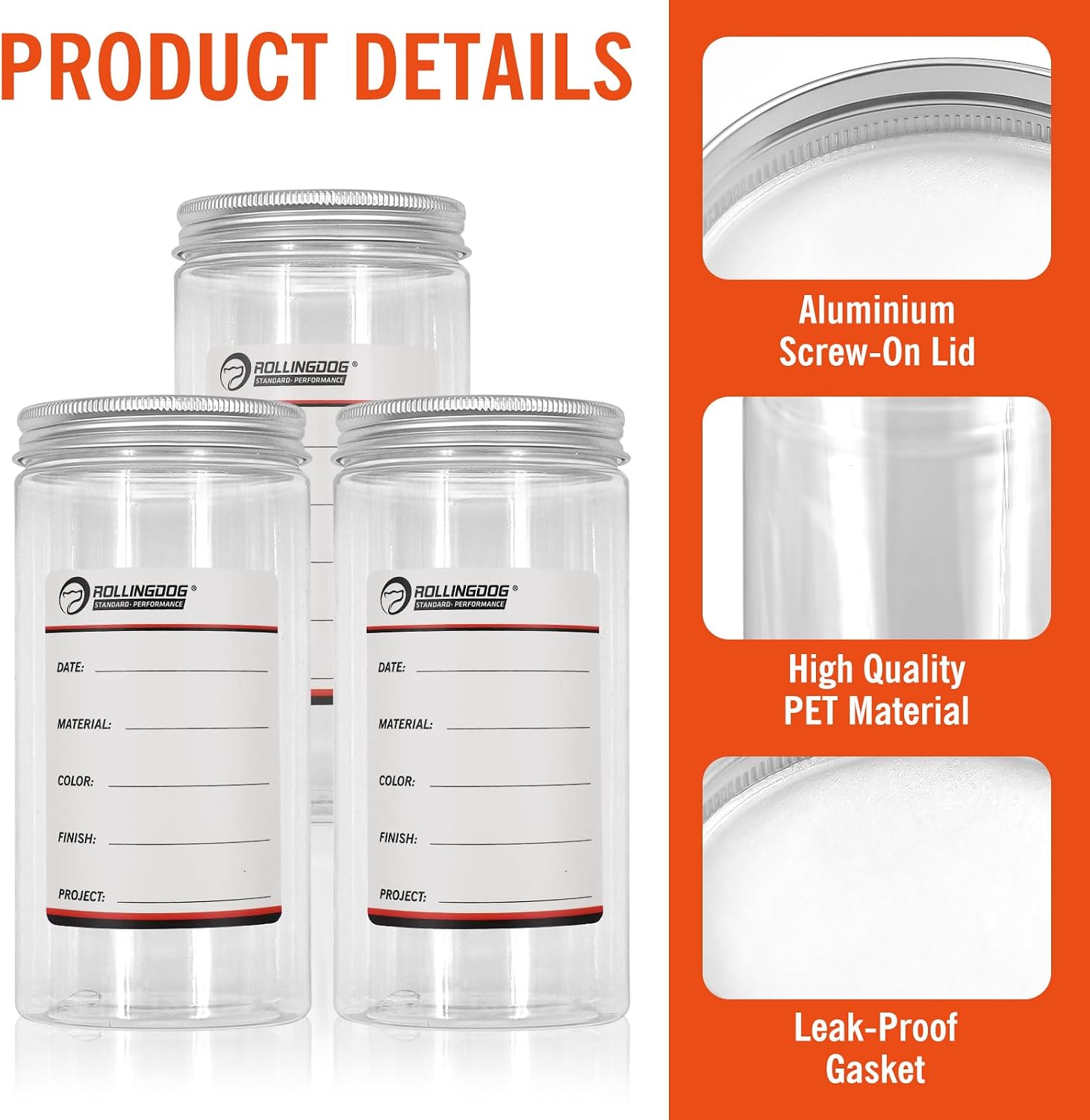 ROLLINGDOG 3 PC Plastic Paint Containers with Lids | Airtight Paint Storage Cups with Lids, 17 oz Paint Storage Containers for Leftover Paint, 500 ml