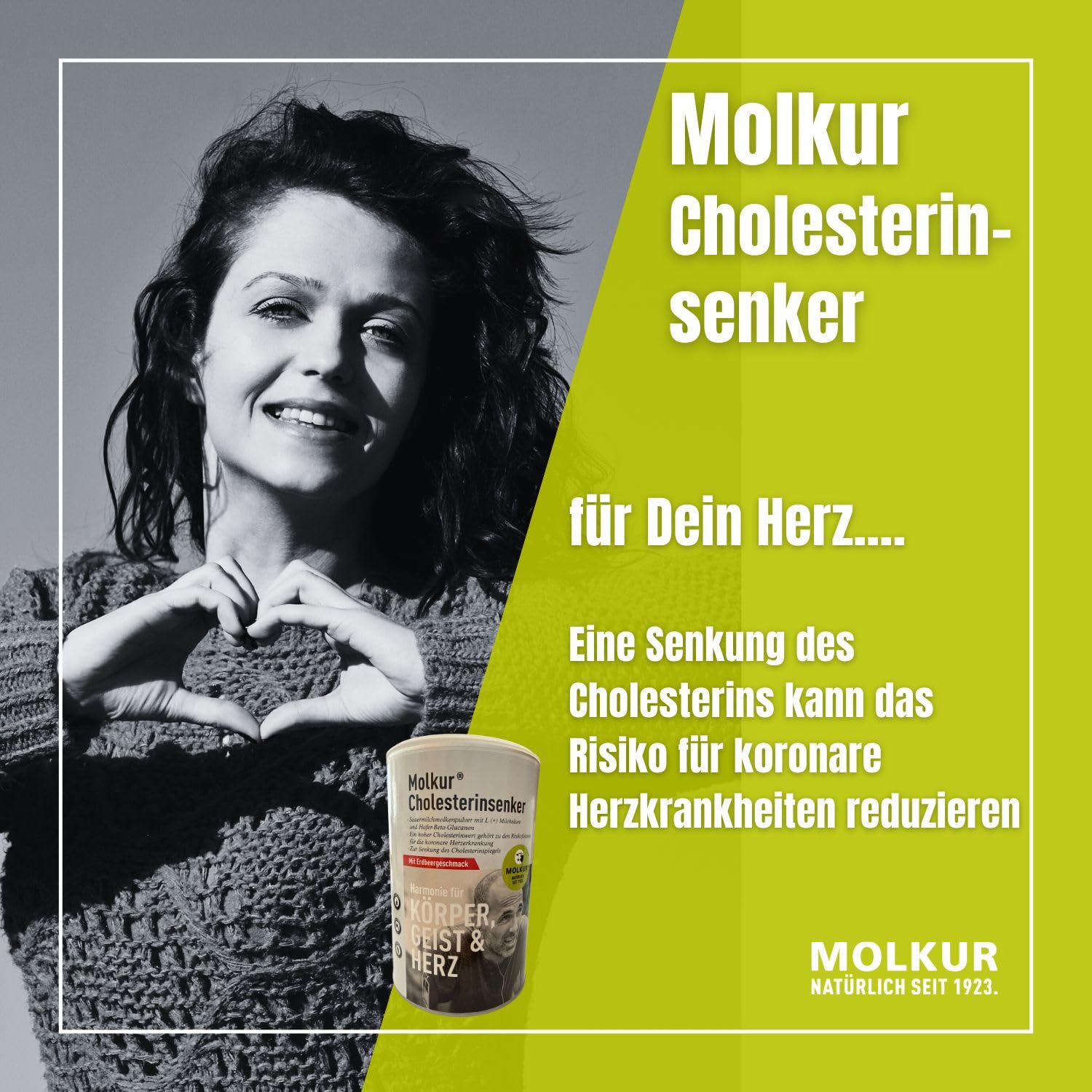 Cholesterinsenker Pulver – mit Hafer-Beta-Glucanen zur natürlichen Cholesterinreduktion – Herzgesundheit & LDL-Senkung – Erdbeergeschmack, Stevia, ohne Phytosterine