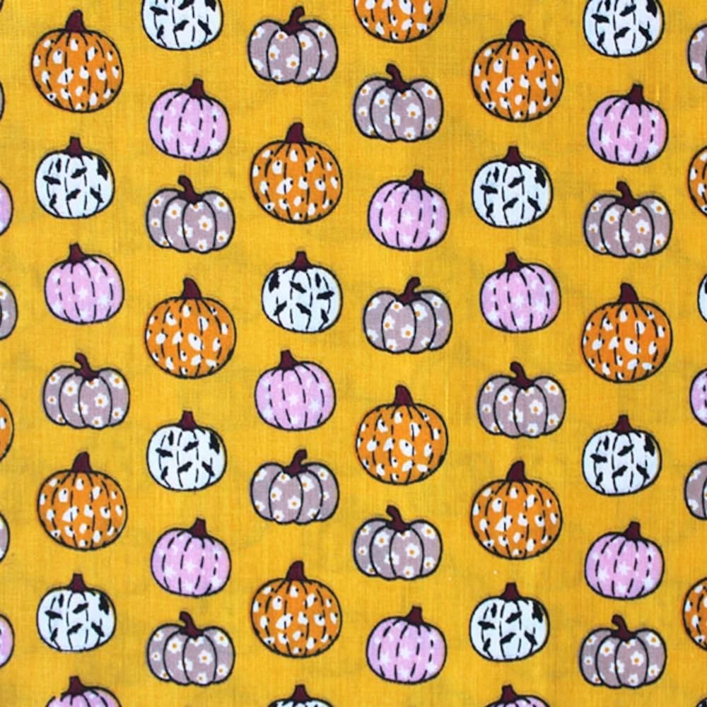 Polycotton Fabric Halloween Festive Pumpkins Patterned Spooky Autumn 112cm Wide (Price Per Metre) (Orange)