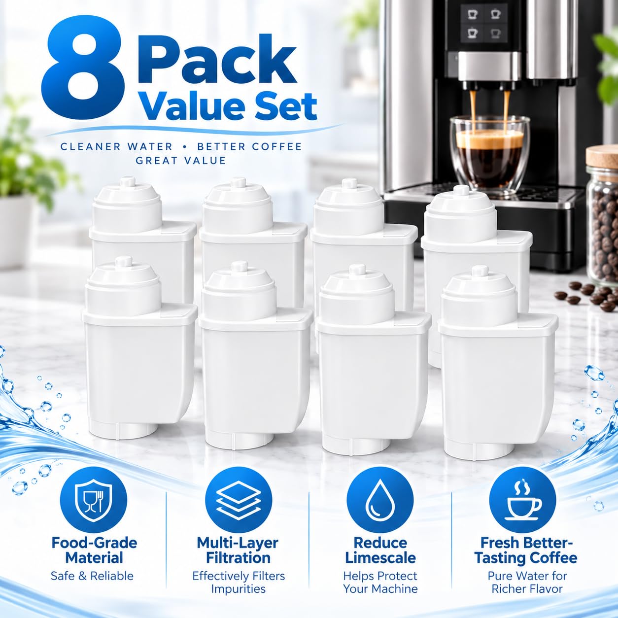 8 Cartucce Filtro Acqua per Krups EA8108