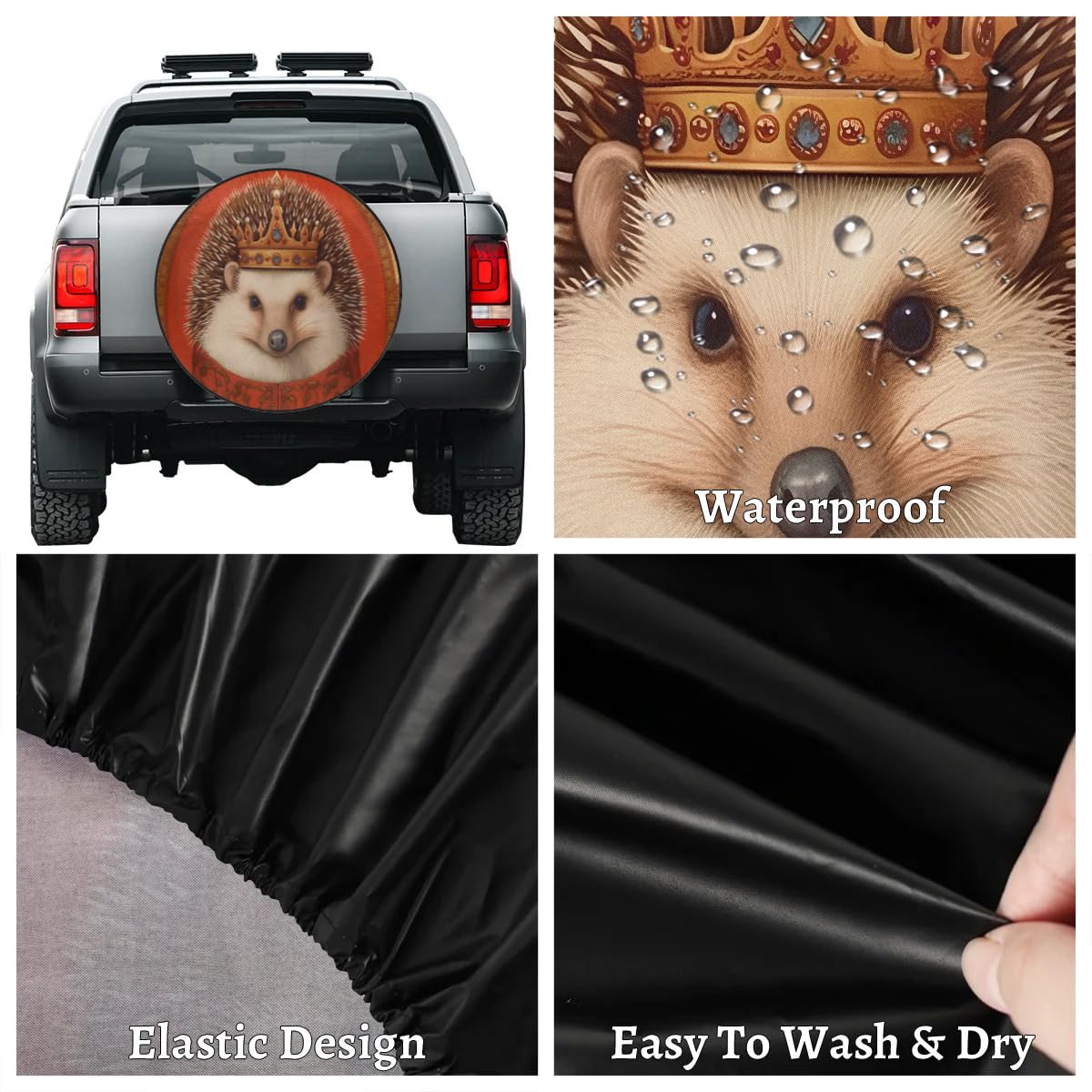 LOJAOGON Hedgehog Spare Tire Cover - Universal 14 Inch Waterproof Dust-Proof Wheel Protector For Trailers, RVs, Trucks - View #7