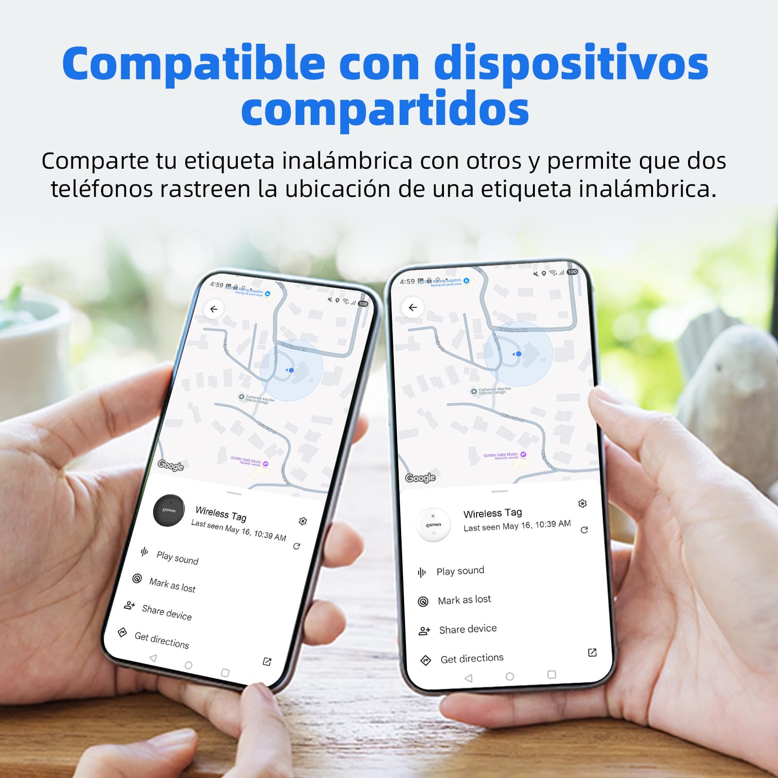 Android Smart Tracker Tag,Google Localizador Funciona con Find Hub App (SÓLO Android),Bluetooth Key Finder para Llaves,Bolsas,Equipaje,Mascotas y Mochila,Impermeable IP67，Batería Reemplazable,4 Negro — view 6