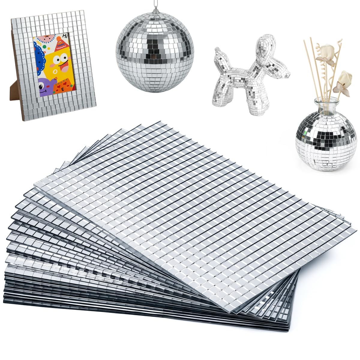 TCETCY 10800 Mirror Mosaic Tiles, 5 x 5 mm Self Adhesive Mirror Stickers