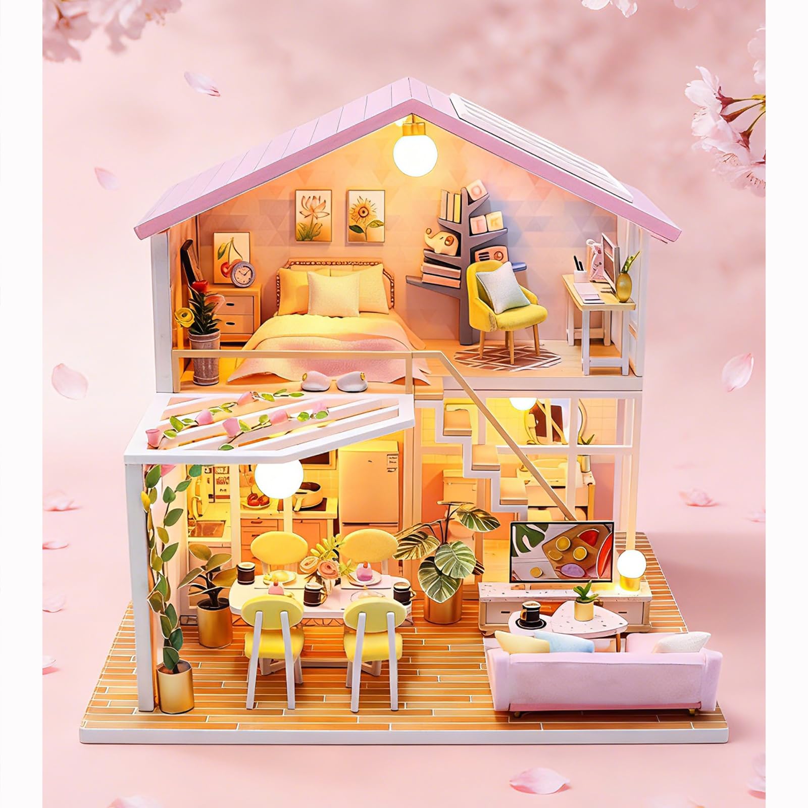 Casa en Miniatura para Adultos- Book Nook Kits de construcción de dioramas para Casas de muñecas en 3D de Madera Booknook Tiny Cozy House Decoración Regalo de cumpleaños o Navidad