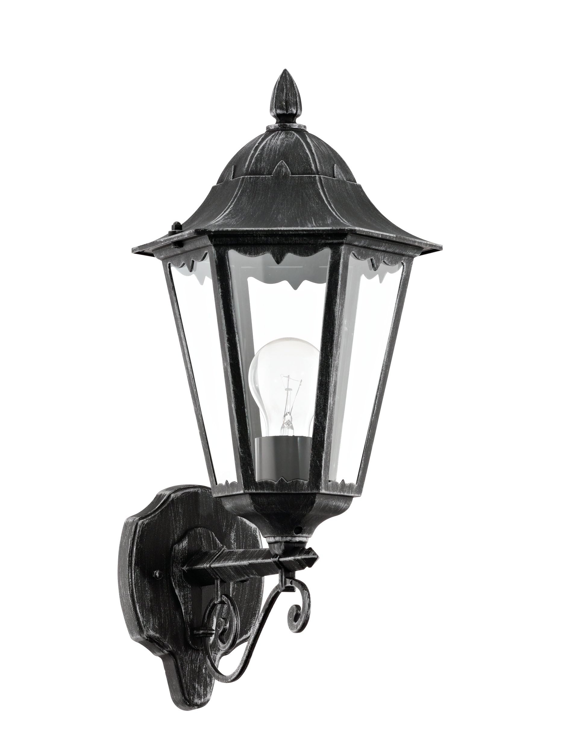 Eglo Unisex Black Navedo Clear Metal And Glass Ip44 Outdoor Wall Light In