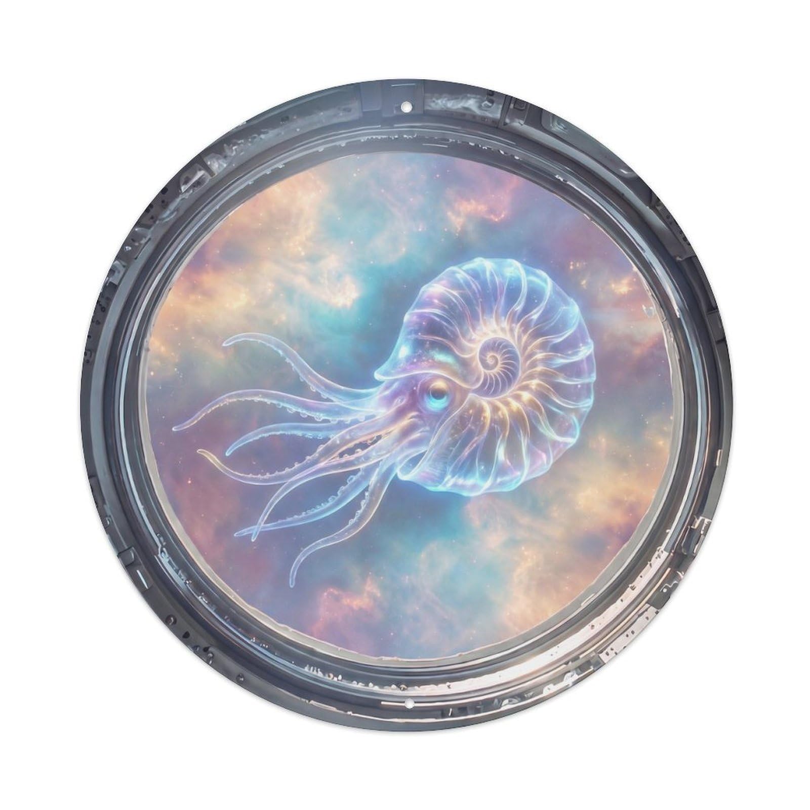 Alien Nautilus from Space Station Porthole Metal Tin Sign