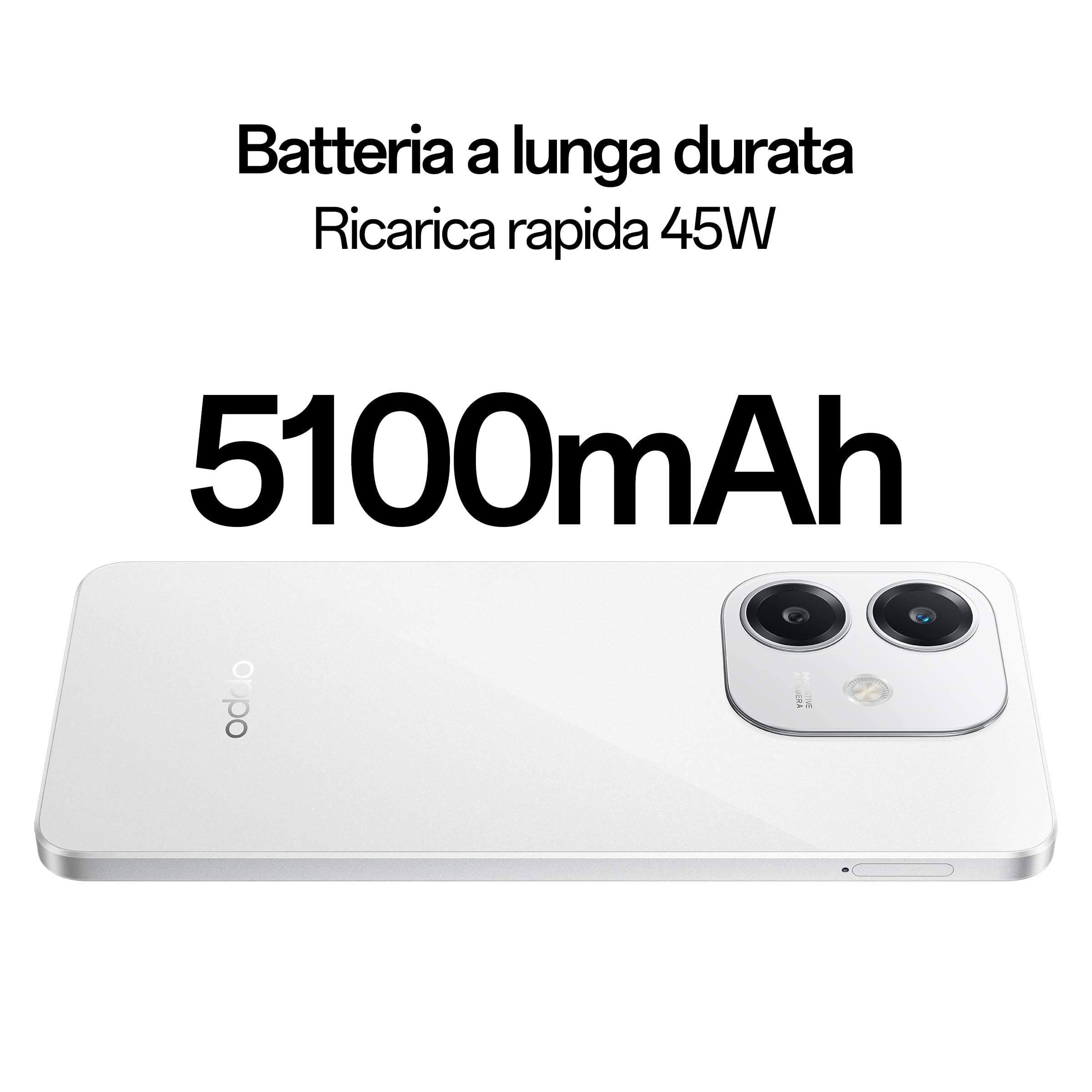 OPPO A40M Smartphone, Fotocamera AI 50MP, Selfie 5MP, Display 6.67” 90HZ LCD HD+, 5100mAh, RAM 16GB (8+8) +ROM 256GB (esp1TB), IP54, Supporto Auto [Versione Italia], Starlight White