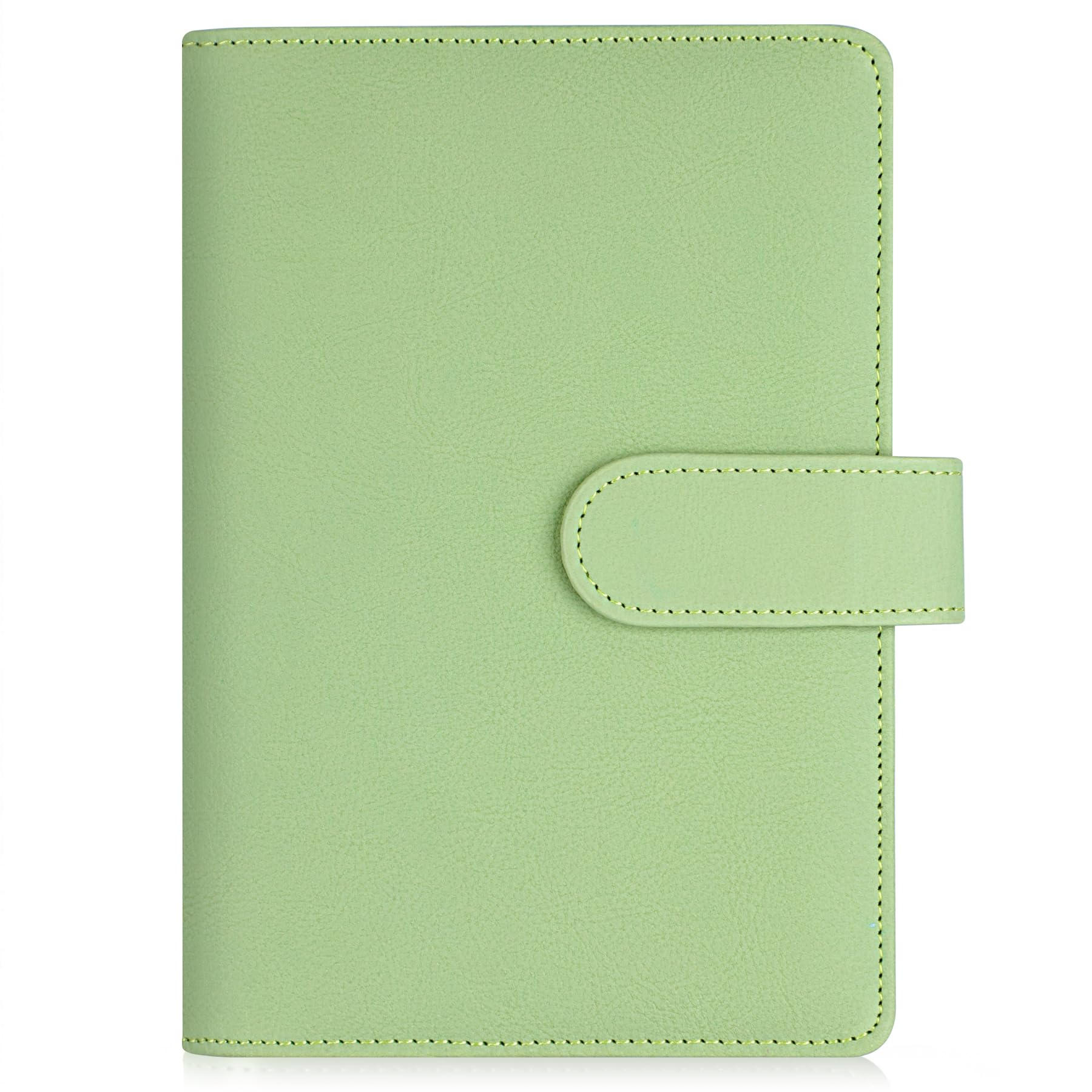 AKONEGE PU Leather A6 Binder 6 Ring Budget Binder Cover for A6 Filler Paper & Loose Leaf Bags, Refillable Notebook A6 Personal Planner for Diary & Work, Money Organizer for Saving Money, Matcha Green