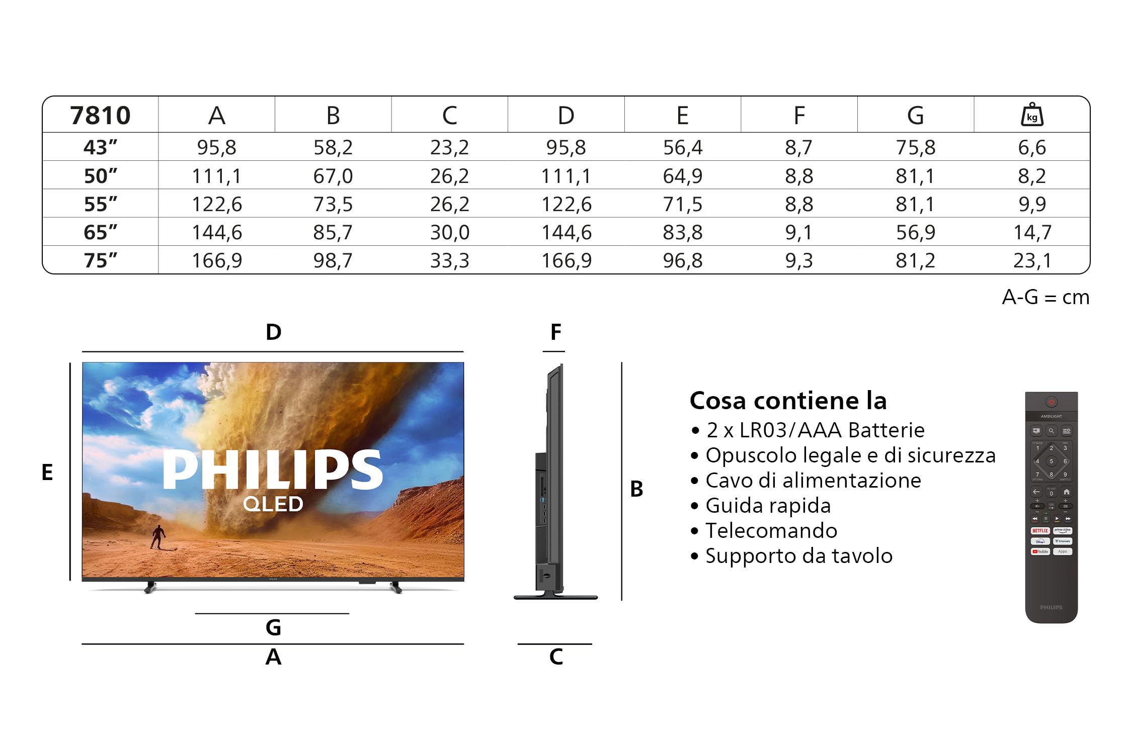 Philips 55PUS7810 4K LED Smart TV - Display 55’’ con piattaforma Titan OS, Pixel Precise Ultra HD e Dolby Atmos Sound - Funziona con Alexa e Google Voice Assistant