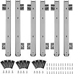 KINJOEK 8 Pcs 14 Inch Under Desk Keyboard Trays, Adjustable Height Heavy Duty Ball Bearing Keyboard Drawer Slides Mount, Black