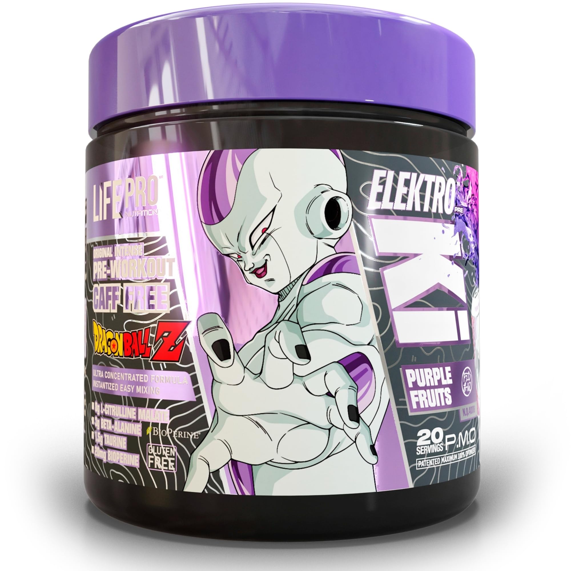 Life Pro Elektro Ki Dragon Ball Z Limited Edition 400 g - Potente preallenamento ispirato a Dragon Ball Z, Aumenta le tue prestazioni e supera i tuoi limiti (400 g, purple frutti, senza caffeina)