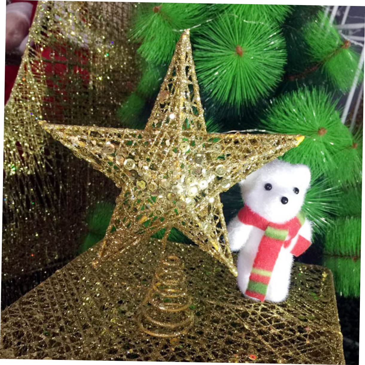 PRETYZOOM 2St Funkelnde Weihnachtsbaumspitze Weihnachtsbaum-Sternspitze Ornament Glitzernde Weihnachtsbaumspitze Stern Baumspitze vertikal Zylinder Metall Dekorationen